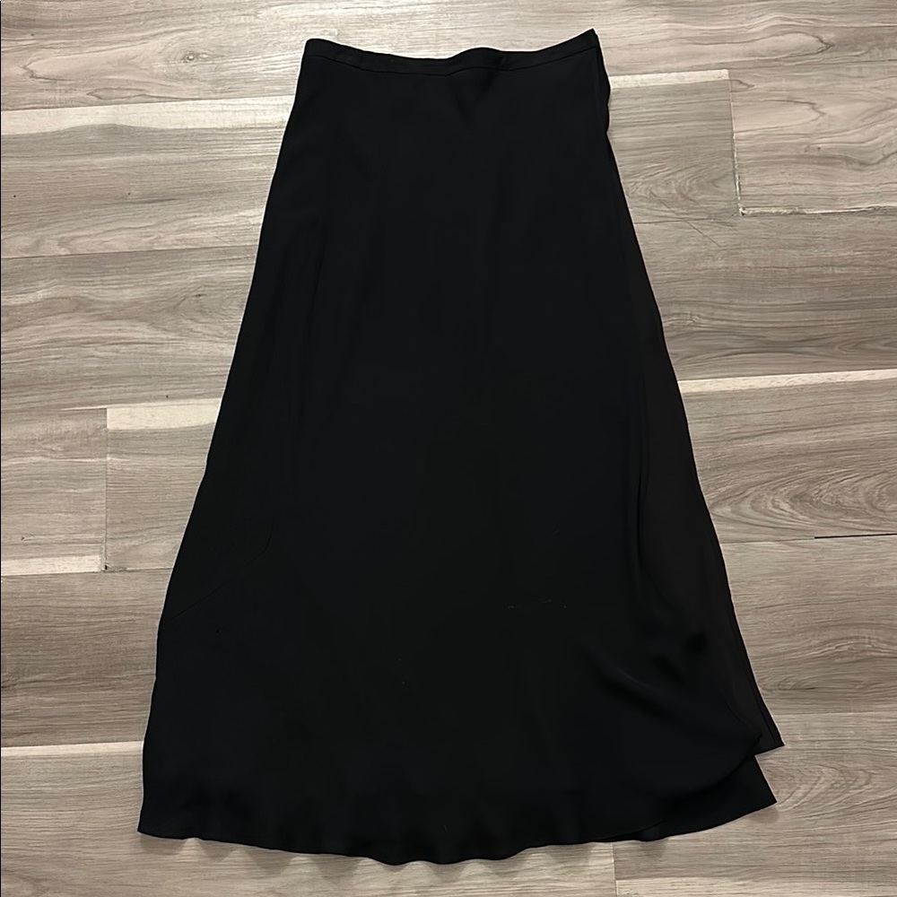Vintage Crepe Black flowy Maxi Skirt
